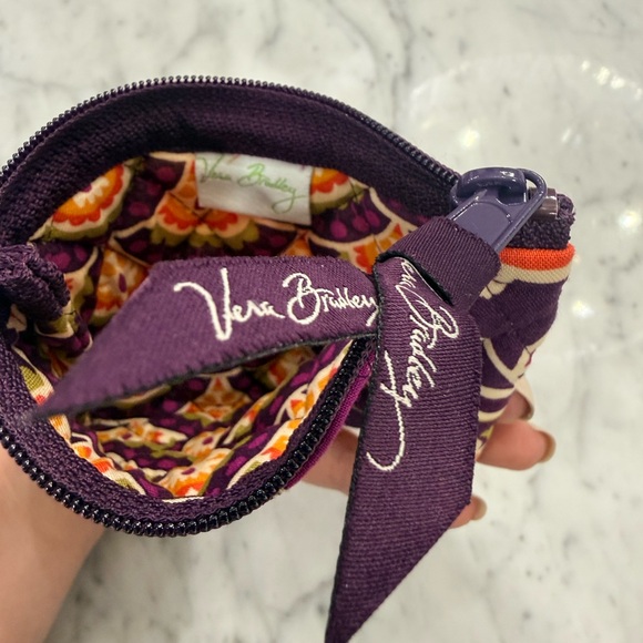 NEW Vera Bradley Purple Plum Crazy Floral Coin Purse Retired - Picture 3 of 5